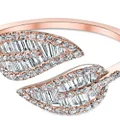 Anita Ko 18kt rose gold small diamond leaf ring - Pink