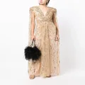Jenny Packham Lotus Lady sequin-embellished cape gown - Gold
