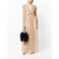 Jenny Packham Lotus Lady sequin-embellished cape gown - Gold