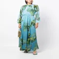 Cynthia Rowley leaf-print maxi dress - Blue
