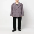OUR LEGACY poplin-texture double-breasted blazer - Purple