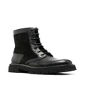 Ferragamo panelled leather lace-up boots - Black