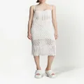 Proenza Schouler lacquered fringe-detail knitted dress - White