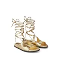 Jimmy Choo Azure metallic leather flat sandals - Gold