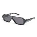 Philipp Plein marbled-pattern oversize-frame sunglasses - Black
