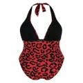 Dolce & Gabbana leopard-print halterneck one-piece - Red