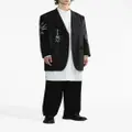 Yohji Yamamoto graphic-print button-up silk blazer - Black