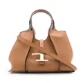 Tod's Timeless logo-plaque tote bag - Brown