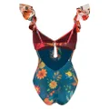 ZIMMERMANN Ginger floral-print swimsuit - Blue