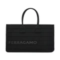 Ferragamo logo-print overlapped-panel tote bag - Black