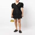 b+ab embroidered ruffled wrap dress - Black