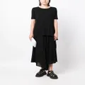 Yohji Yamamoto draped-detail cotton T-shirt - Black