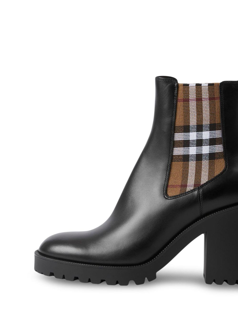 Burberry checkered panel ankle boots - Black