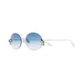 Alexander McQueen skull-pendant round sunglasses - Silver