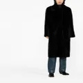 Liska single-breasted leather coat - Black