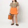 Marni logo-embroidered stretch-cotton skirt - Orange