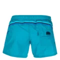 Sundek logo-patch striped swim shorts - Blue