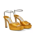 Jimmy Choo Saeda 125mm crystal-embellished sandals - Yellow