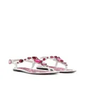 Dolce & Gabbana Majolica-print crystal-embellished sandals - White