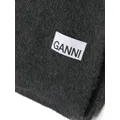 GANNI logo-patch scarf - Grey
