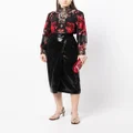 Camilla floral-print buttoned high-neck blouse - Black