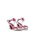 Dolce & Gabbana Majolica-print crystal-embellished sandals - White