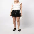 b+ab floral-embroidered ruffled cotton top - White