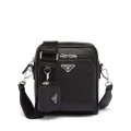 Prada triangle-logo leather shoulder bag - Black