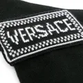 Versace intarsia-logo virgin-wool gloves - Black
