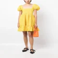 GANNI broderie anglaise flared dress - Yellow