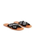 Schutz logo-print flat leather slides - Black