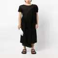 Yohji Yamamoto asymmetric semi-sheer T-shirt - Black