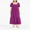 GANNI smocked organic cotton dress - Purple