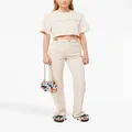 Rabanne logo-embroidered cropped T-shirt - Neutrals