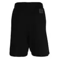 izzue embroidered-logo cotton track shorts - Black