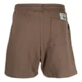 izzue embroidered-logo cotton track shorts - Brown