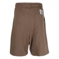 izzue embroidered-logo cotton track shorts - Brown