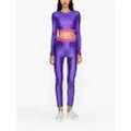 Versace Jeans Couture logo-waistband coated leggings - Purple