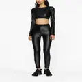 Versace Jeans Couture logo-waistband coated leggings - Black