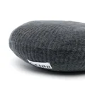GANNI logo-patch felted beret - Grey