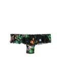 Cynthia Rowley floral-print ruffled bikini bottoms - Black