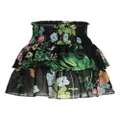 Cynthia Rowley floral-print tiered skirt - Black
