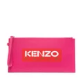 Kenzo logo-print leather clutch bag - Pink