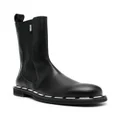 Moschino logo print round-toe leather boots - Black