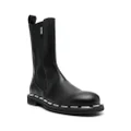 Moschino logo print round-toe leather boots - Black