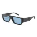 Philipp Plein logo-embossed rectangle-frame sunglasses - Black