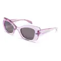 Alexander McQueen Eyewear logo-engraved butterfly-frame sunglasses - Purple