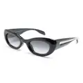 Alexander McQueen Eyewear engraved-logo round-frame sunglasses - Black