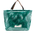 Marni faux fur logo-print tote bag - Green
