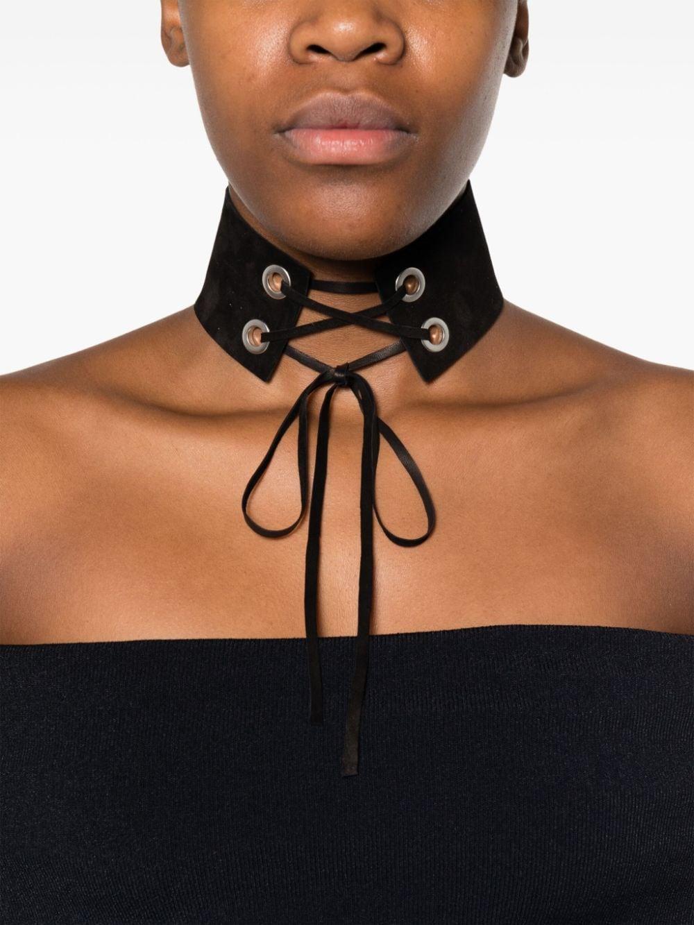 Manokhi Mira 5 leather chocker necklace - Black